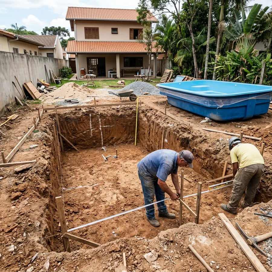 Piscina instalada em São Pedro da Aldeia — obra real Aguazul
